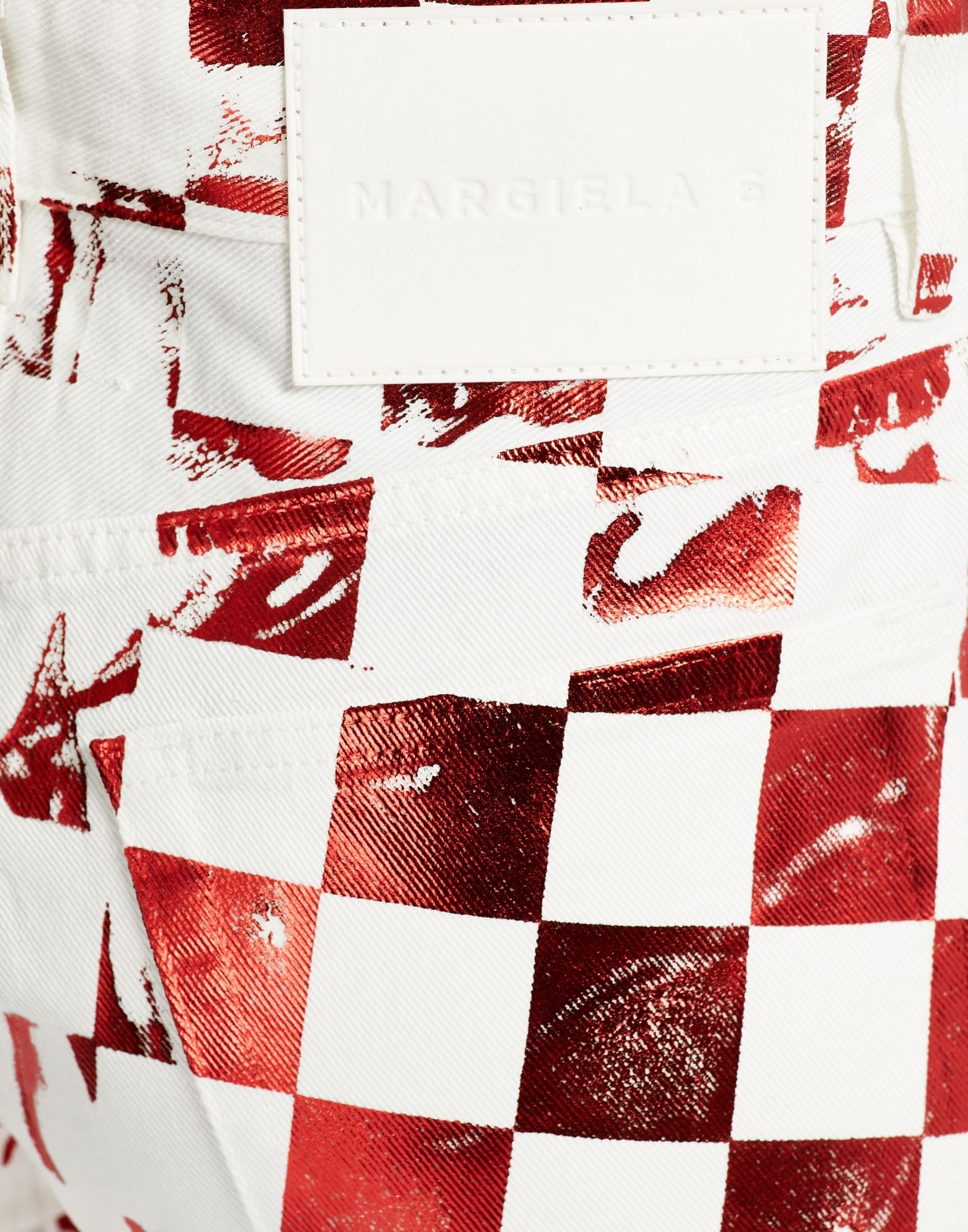 Mylar check print five-pocket denim pants - 6