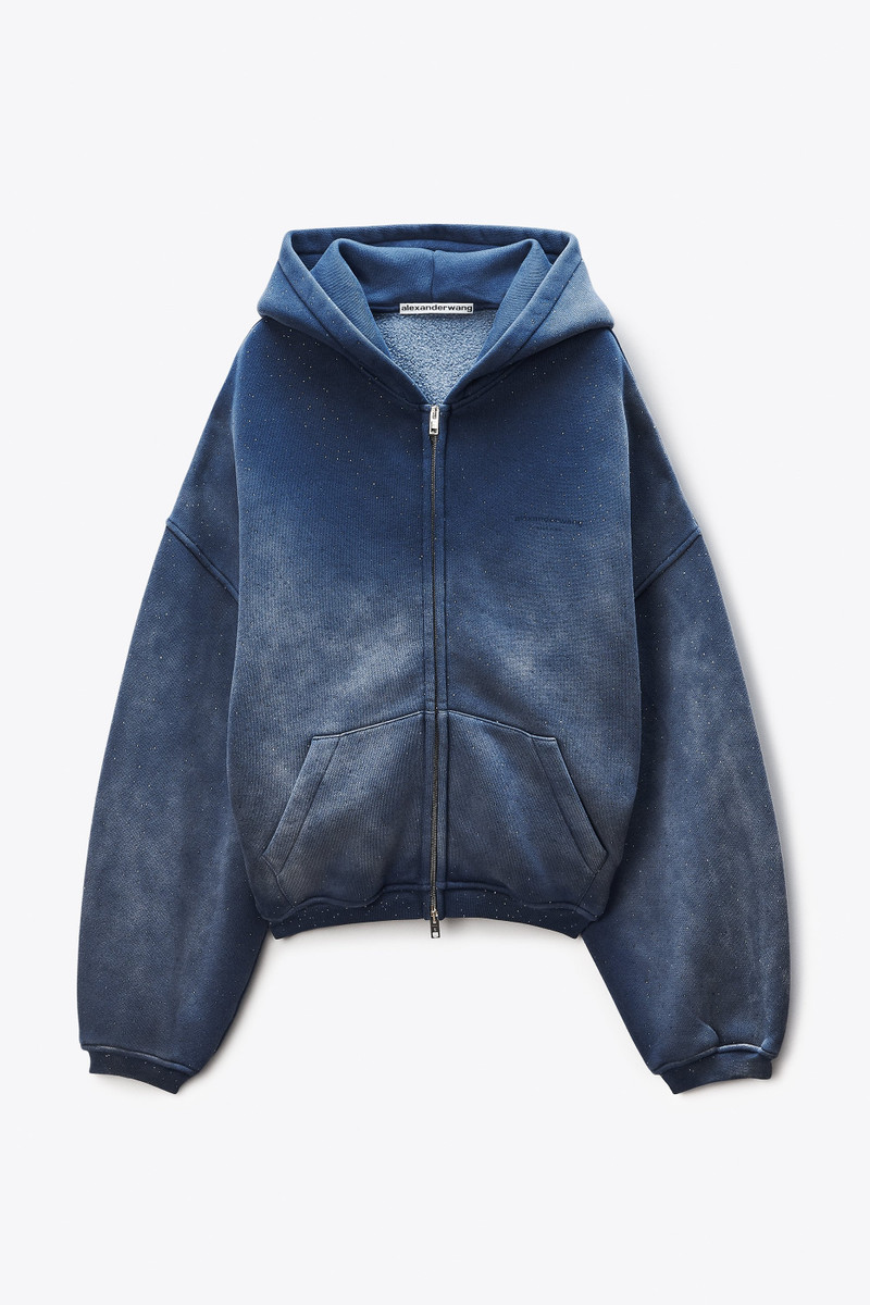 Unisex Crystal Hotifx Zip-Up Hoodie in Cotton Blend 1