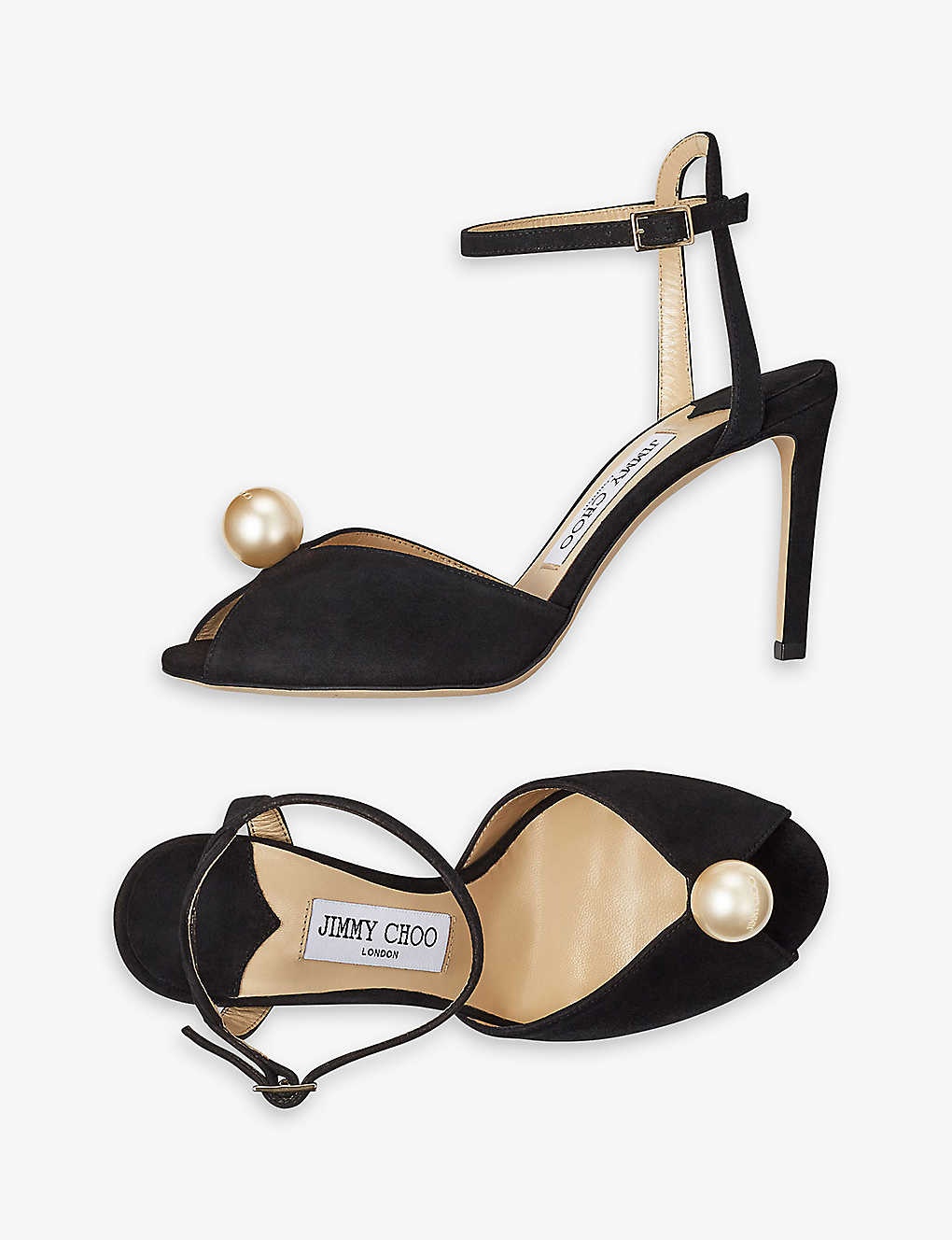 Sacora 85 faux pearl-sphere suede heeled sandals - 5