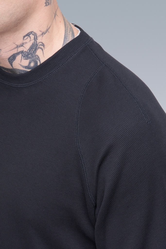 S27-PR Cotton Rib Longsleeve Shirt Black, Size: Medium - 9