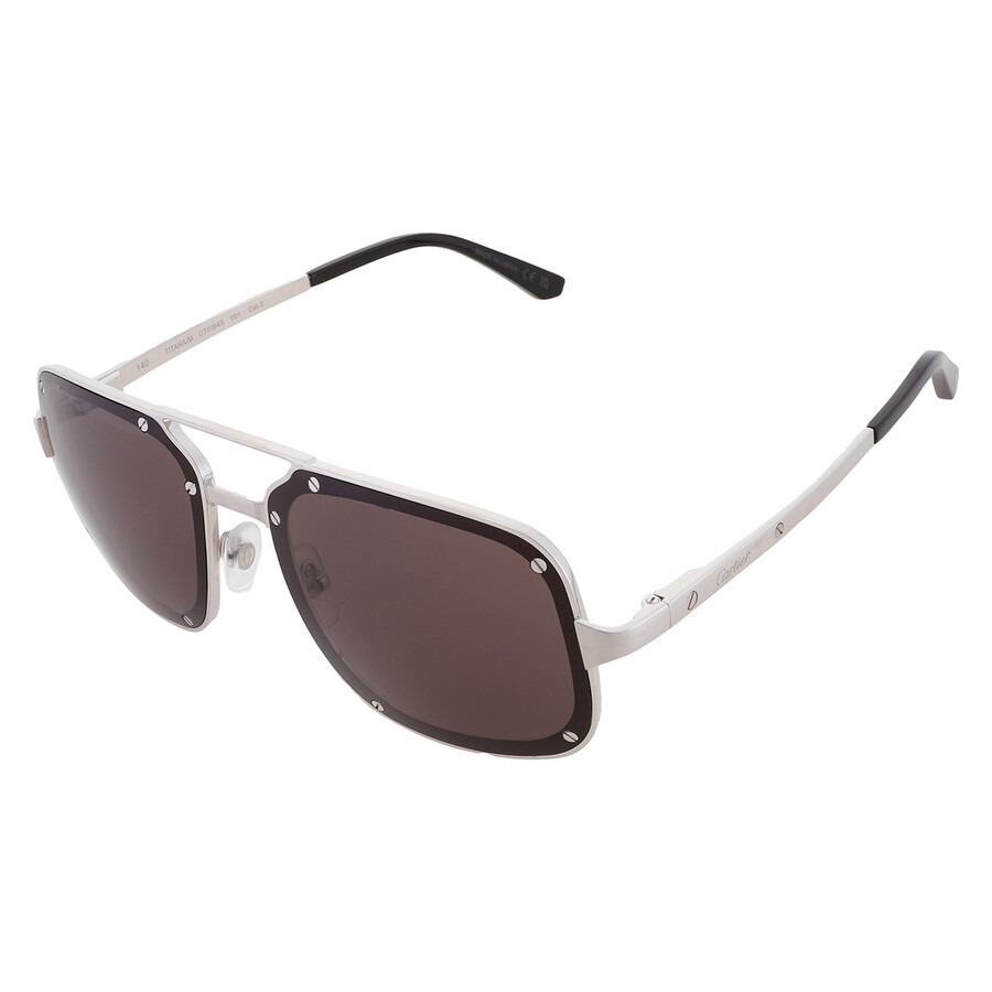 Cartier Santos de Cartier Grey Navigator Men's Sunglasses CT0194S 001 58 - 3