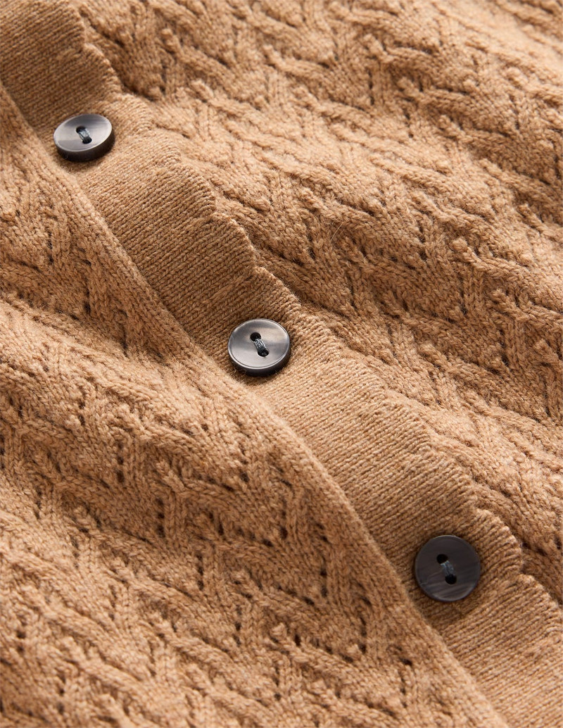 Diane Pointelle Cardigan-Camel Melange 1