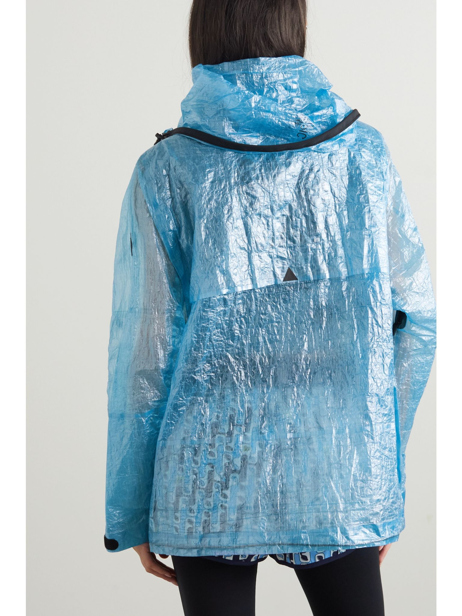 Landry hooded printed crinkled-PVC jacket Blue - 4