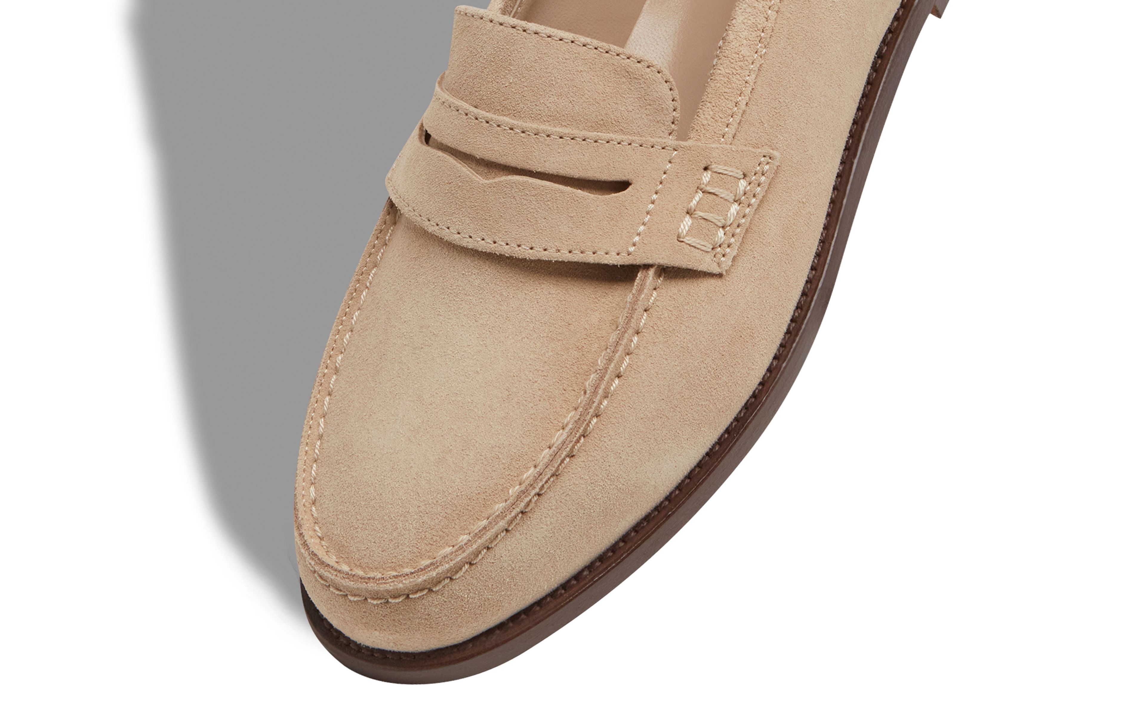 Light Brown Suede Penny Loafers - 4