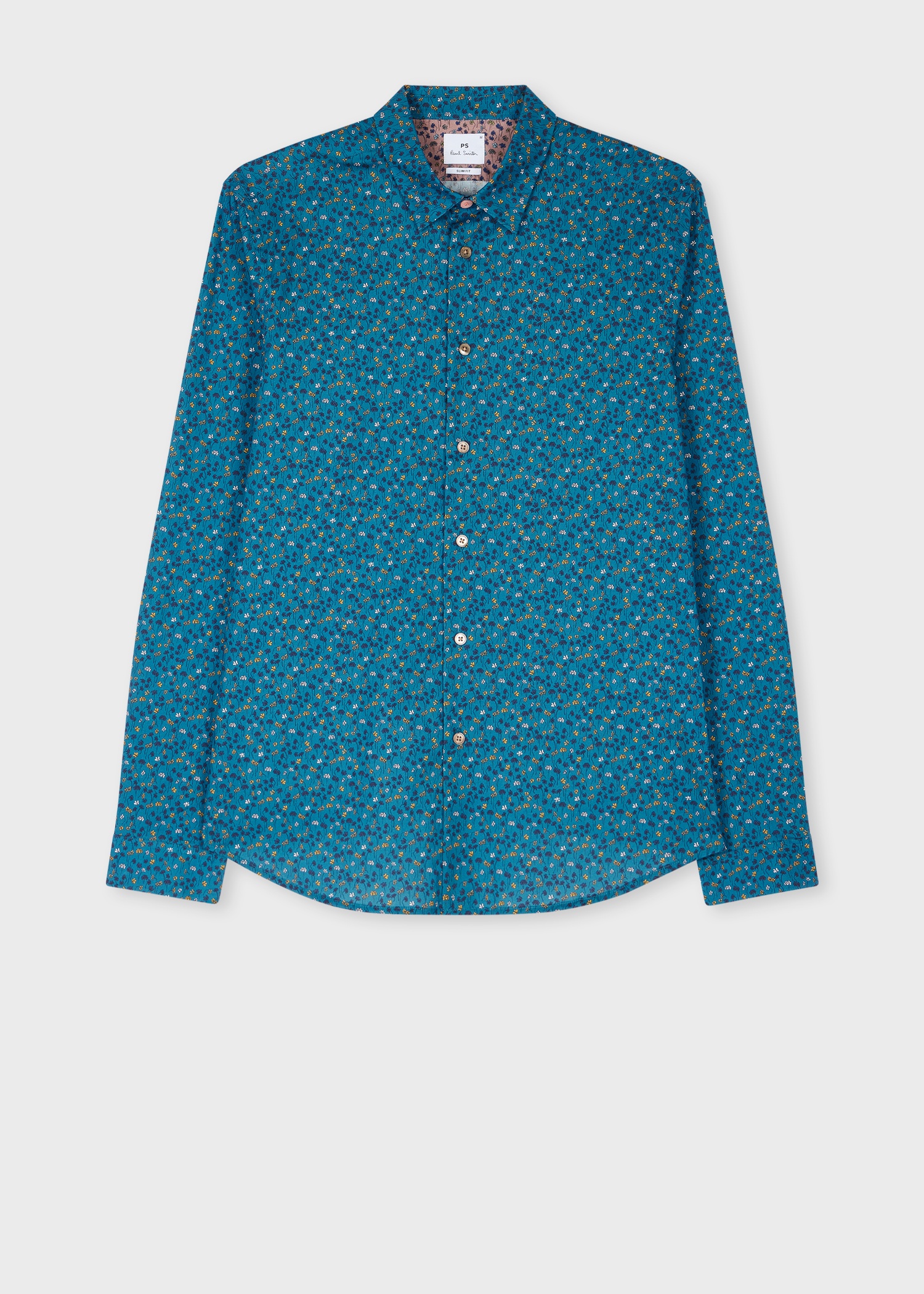 Slim-Fit Mid Blue 'Oxalis Floral' Shirt - 1