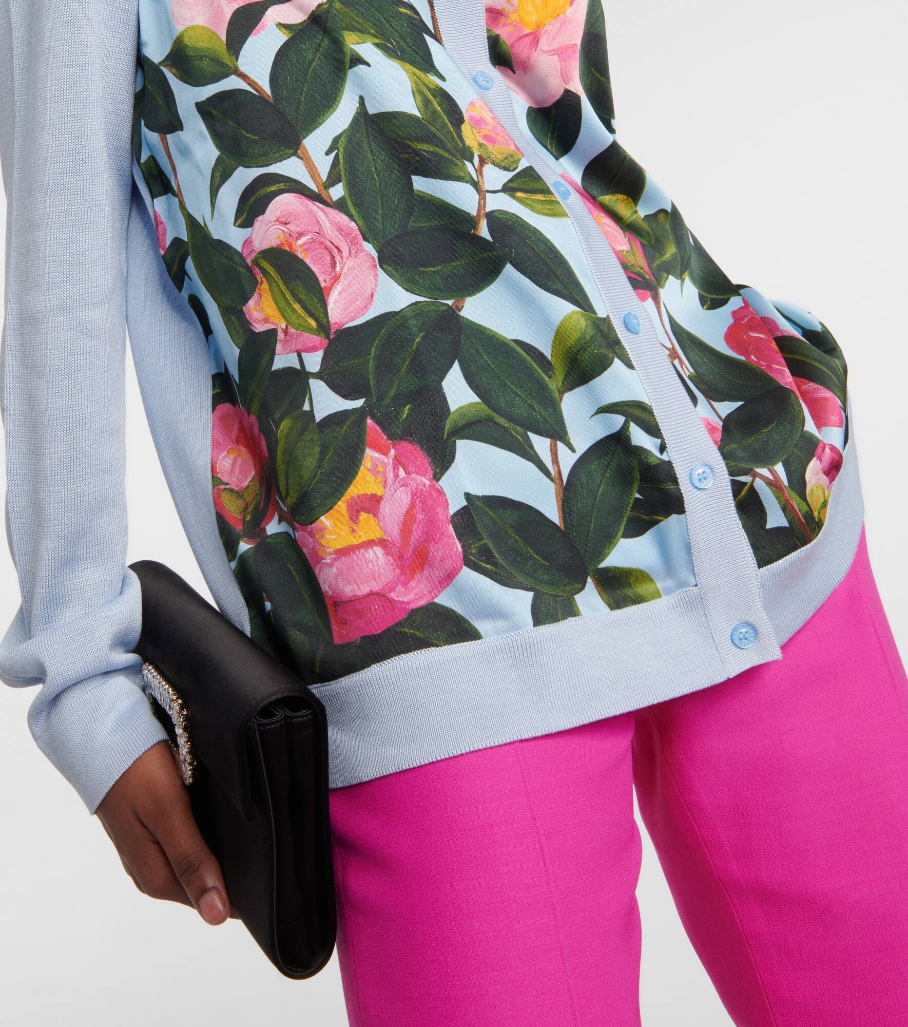 Printed silk-trimmed cardigan - 5