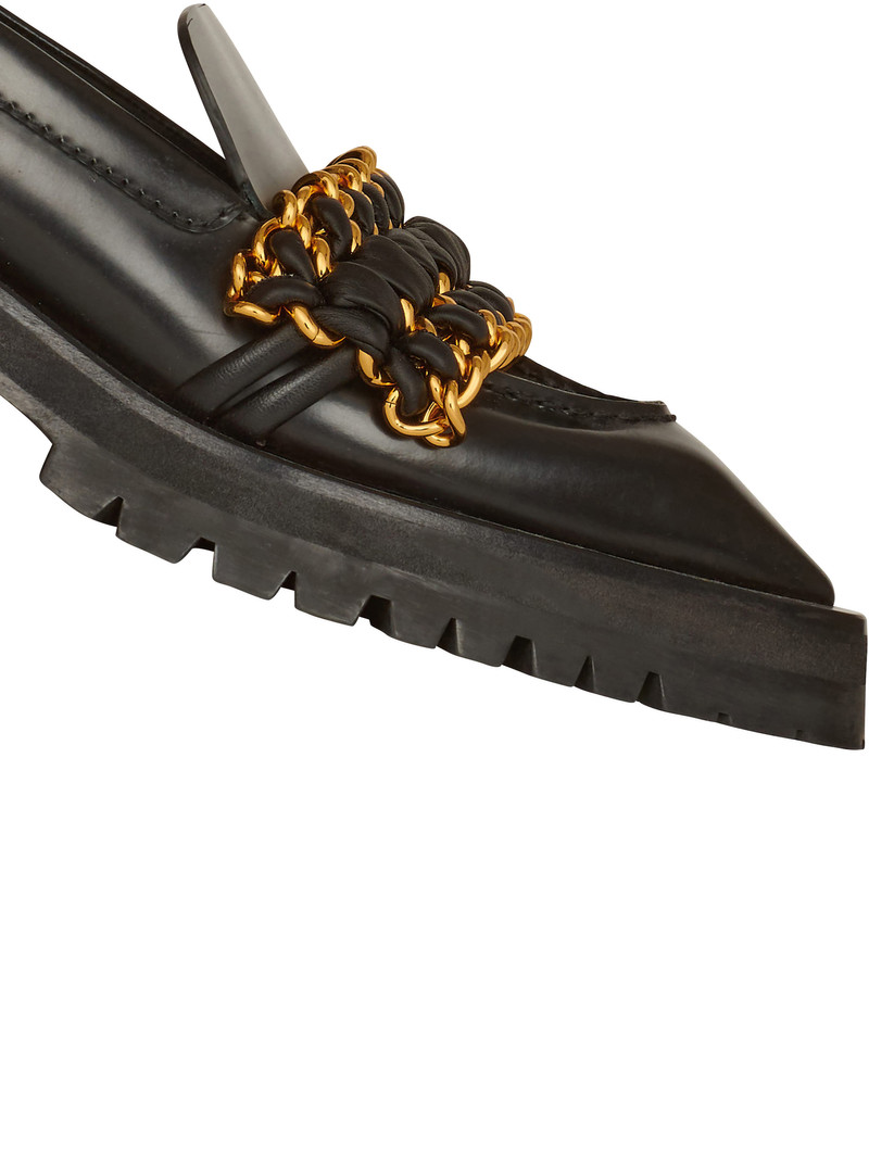 Leather Army loafers with chain 6