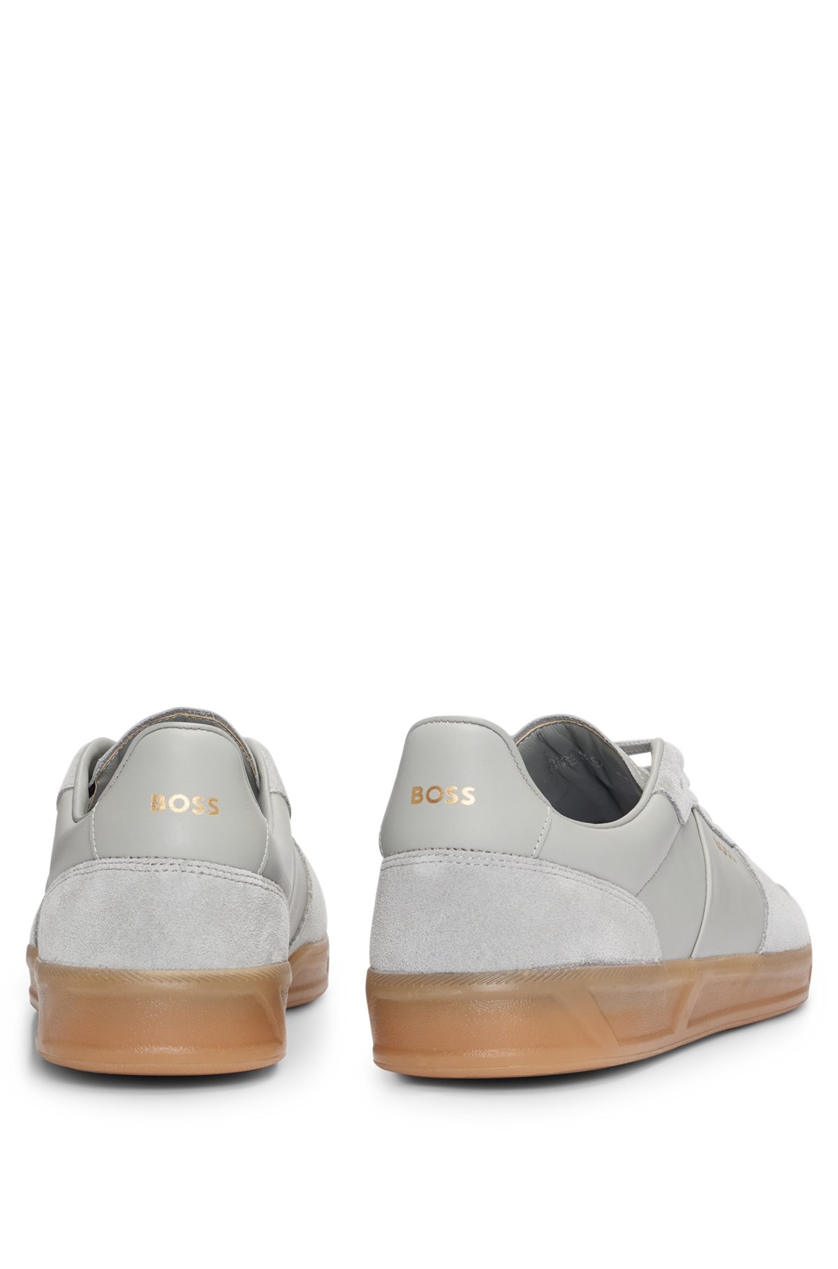 LEATHER-SUEDE TRAINERS WITH FOIL-PRINT BRANDING - 5