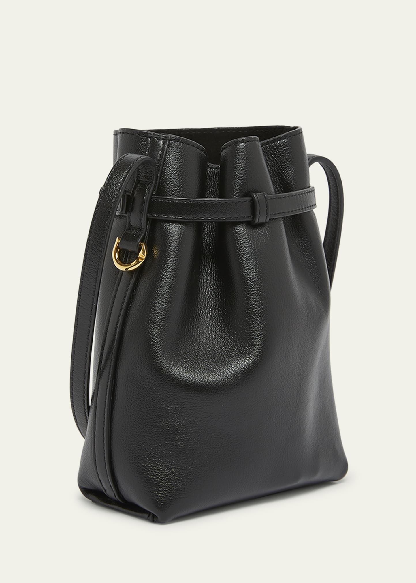 Voyou Phone Pouch Bucket Bag in Shiny Tumbled Leather - 3