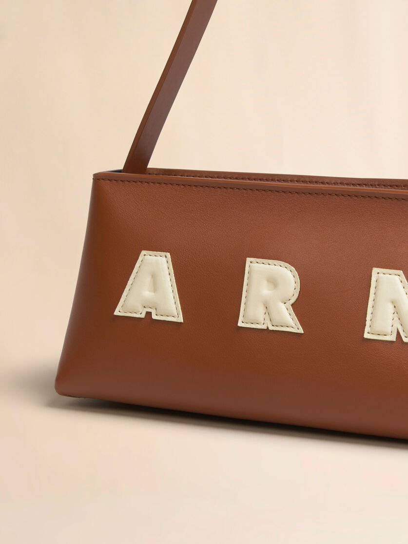 BROWN LEATHER MUSEO BAGUETTE BAG - 5