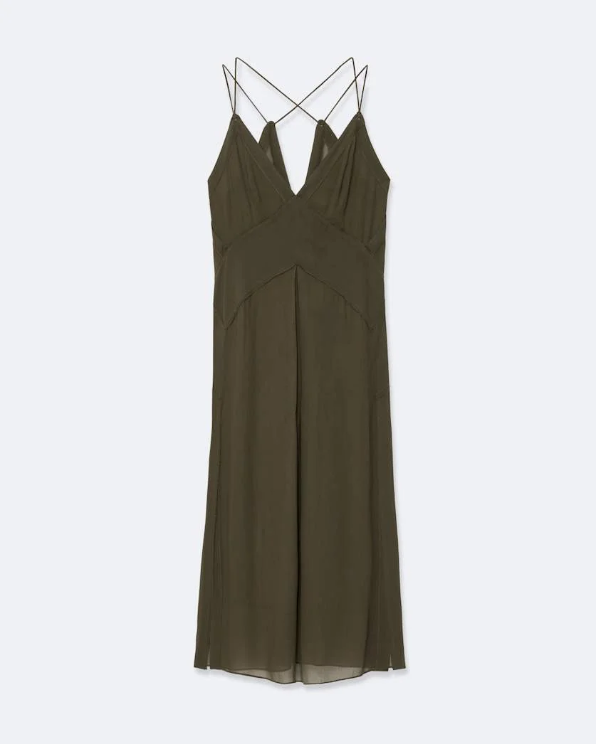 FAWN VISCOSE MIDI SLIP DRESS - 1