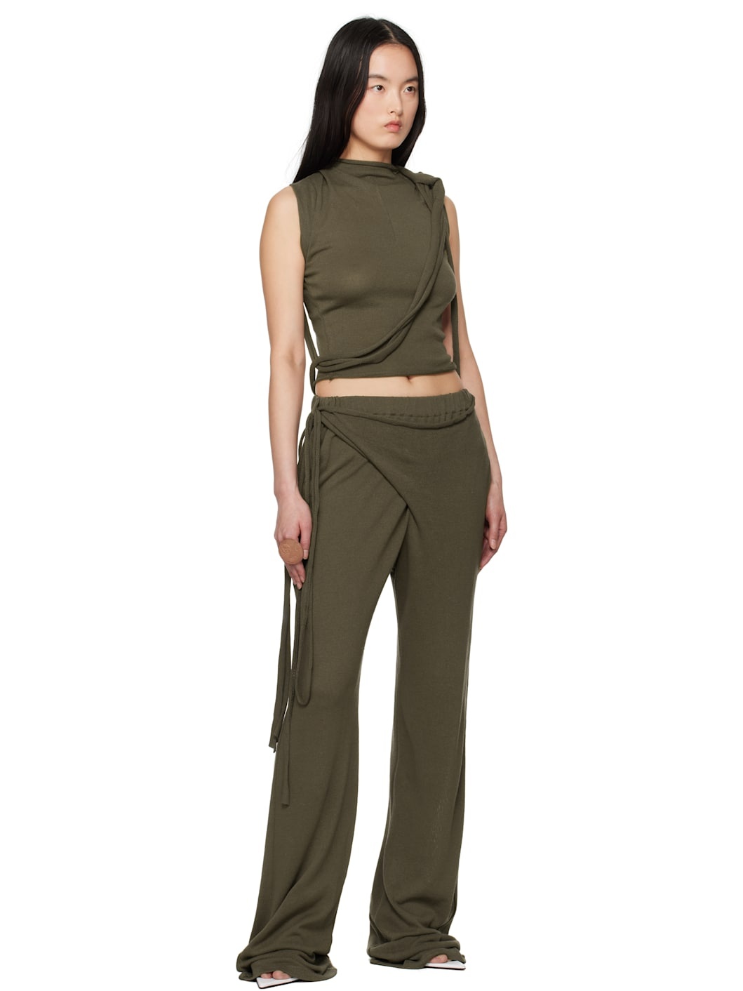 Green Wrap Lounge Pants - 4