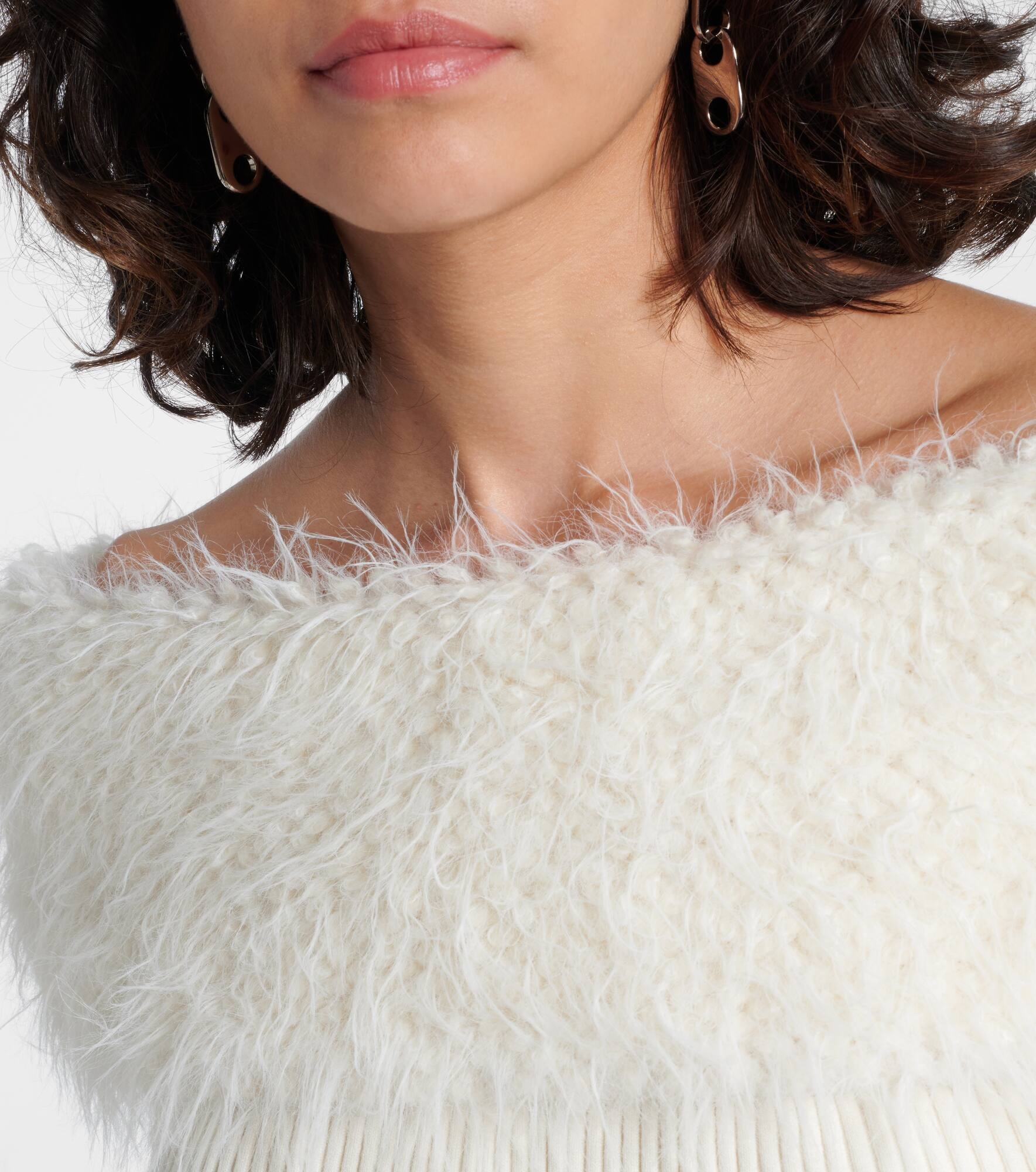 Ribbed-knit faux fur-trimmed top - 4