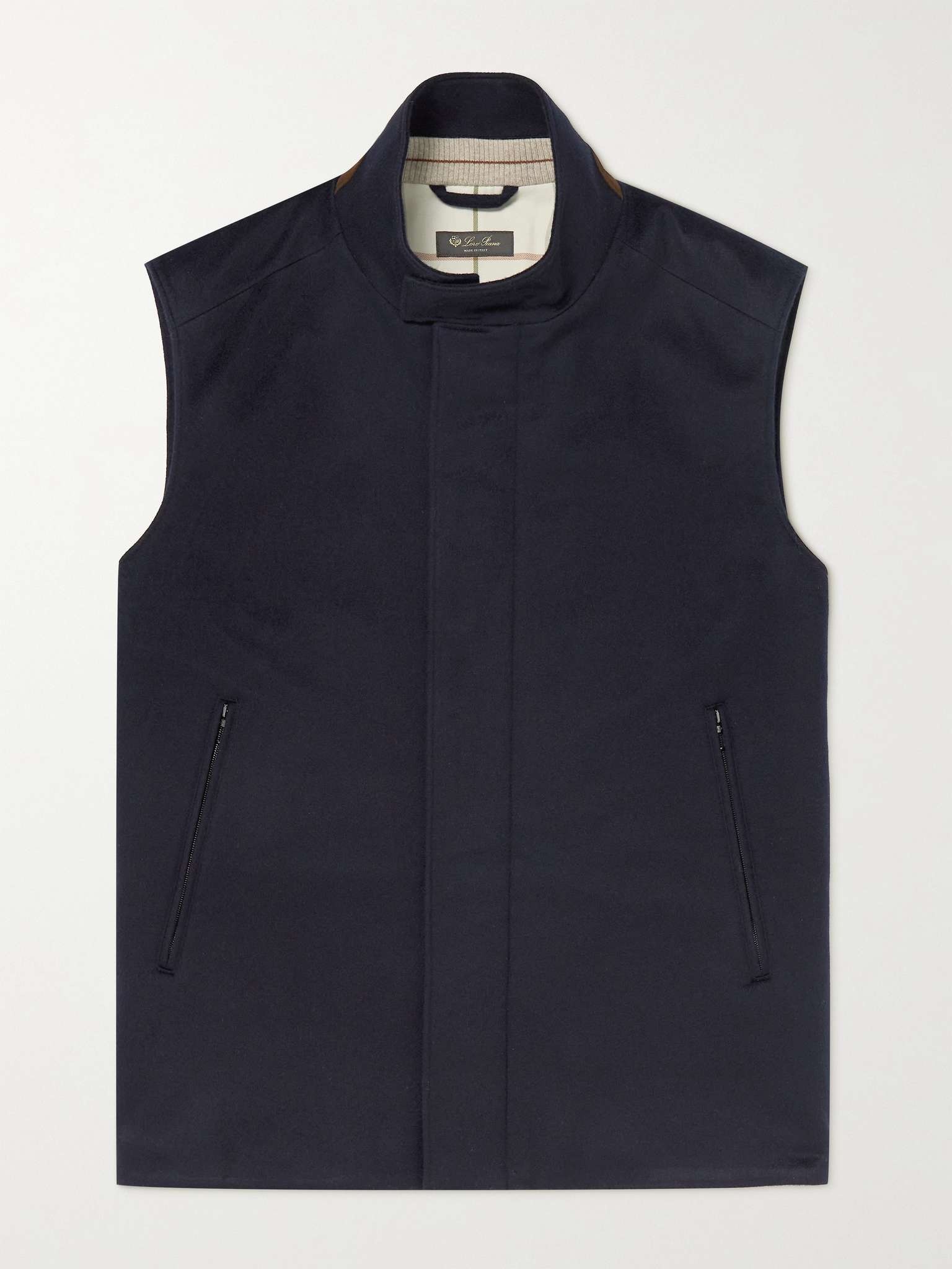 Suede-Trimmed Brushed-Cashmere Gilet - 1