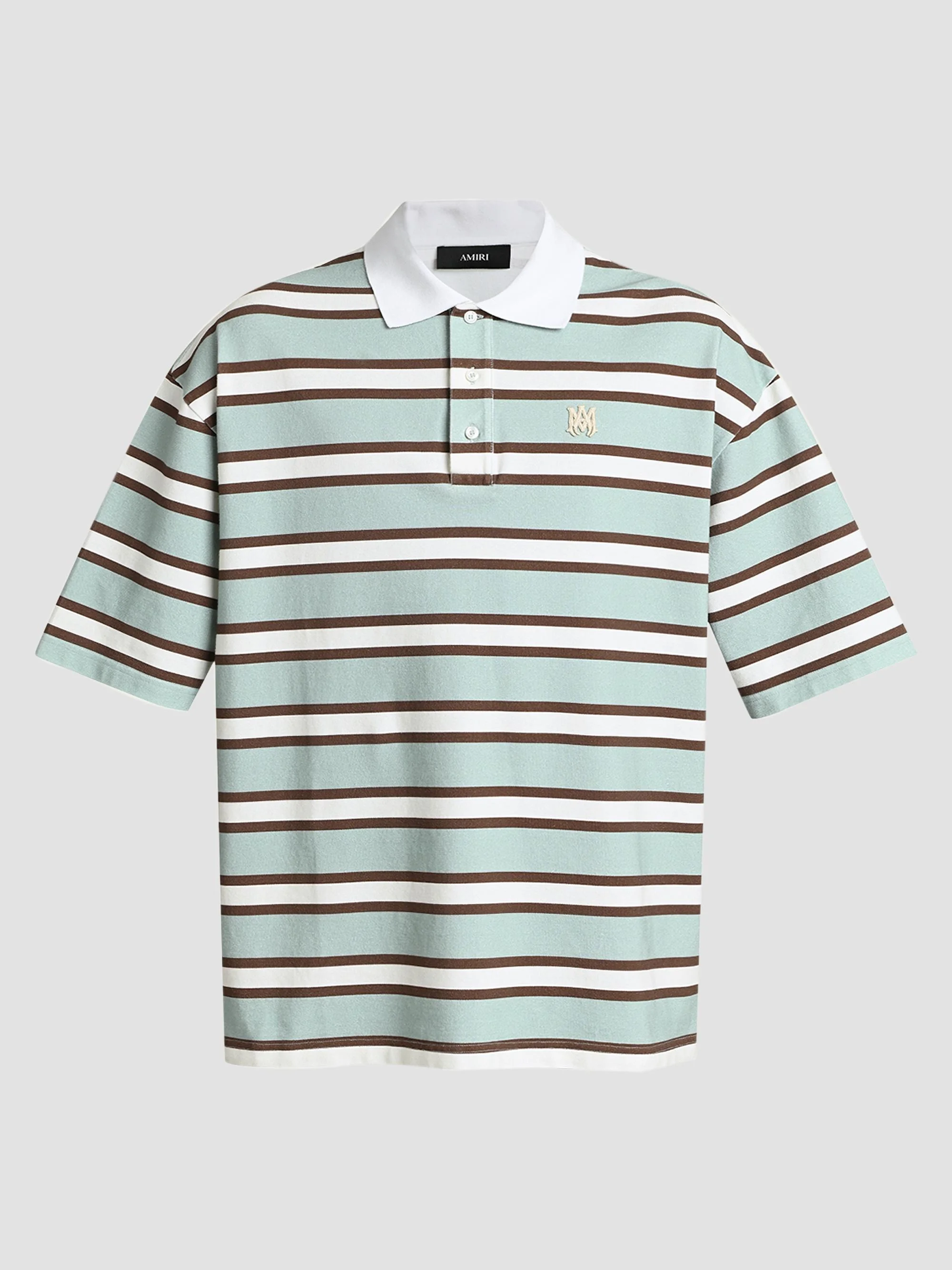 Men's MA Striped Skate Polo Shirt - Powder Teal - 1