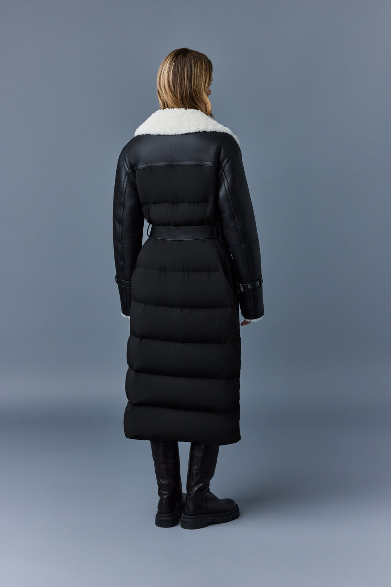 SABREEN Long trench coat with shearling trim 4