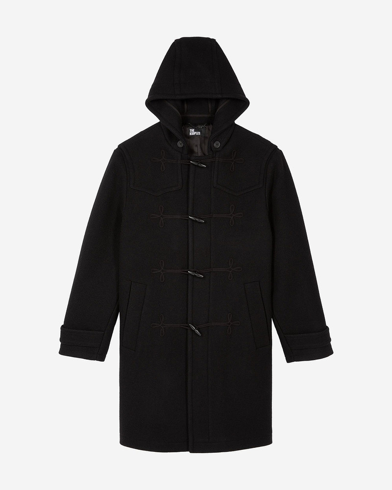 LONG BLACK WOOL COAT WITH BRANDENBURG CLOSURE 1