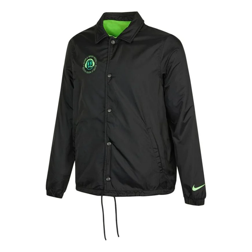 Men's Nike Coaches Fleece Water Repellent Reversible Casual Sports Woven Jacket Black DO6935-010 - 1