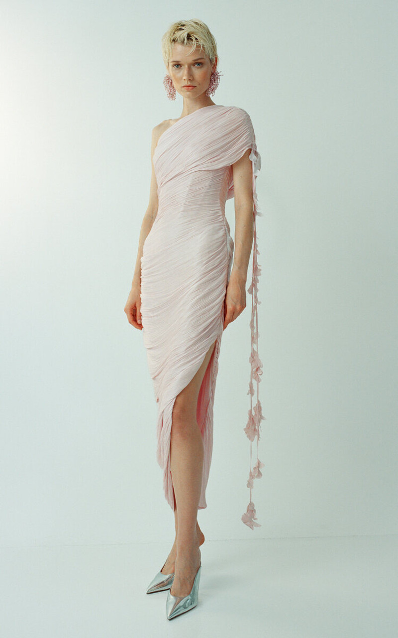 Asymmetric Neckline Dress pink 5