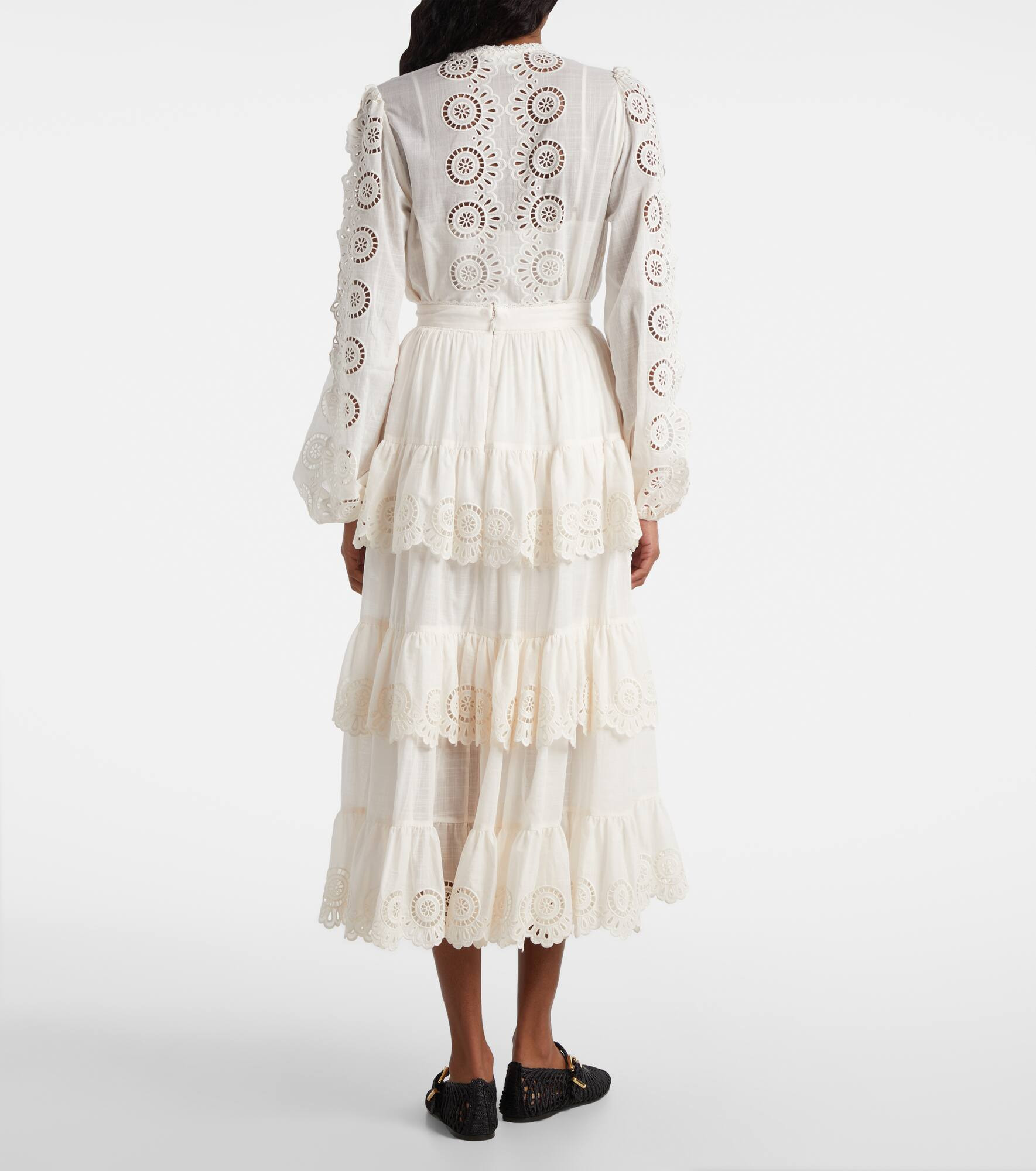 Lucky embroidered cotton midi skirt - 3