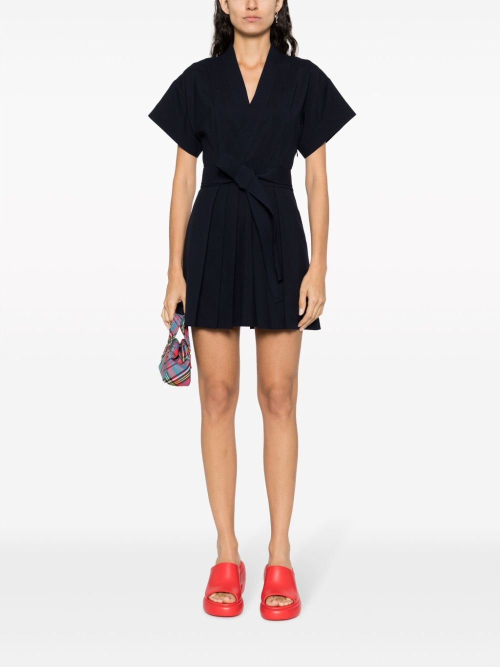 pleated wrap minidress - 2