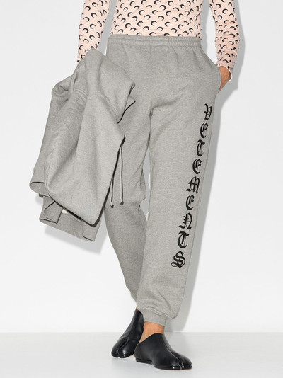 VETEMENTS gothic logo track pants outlook