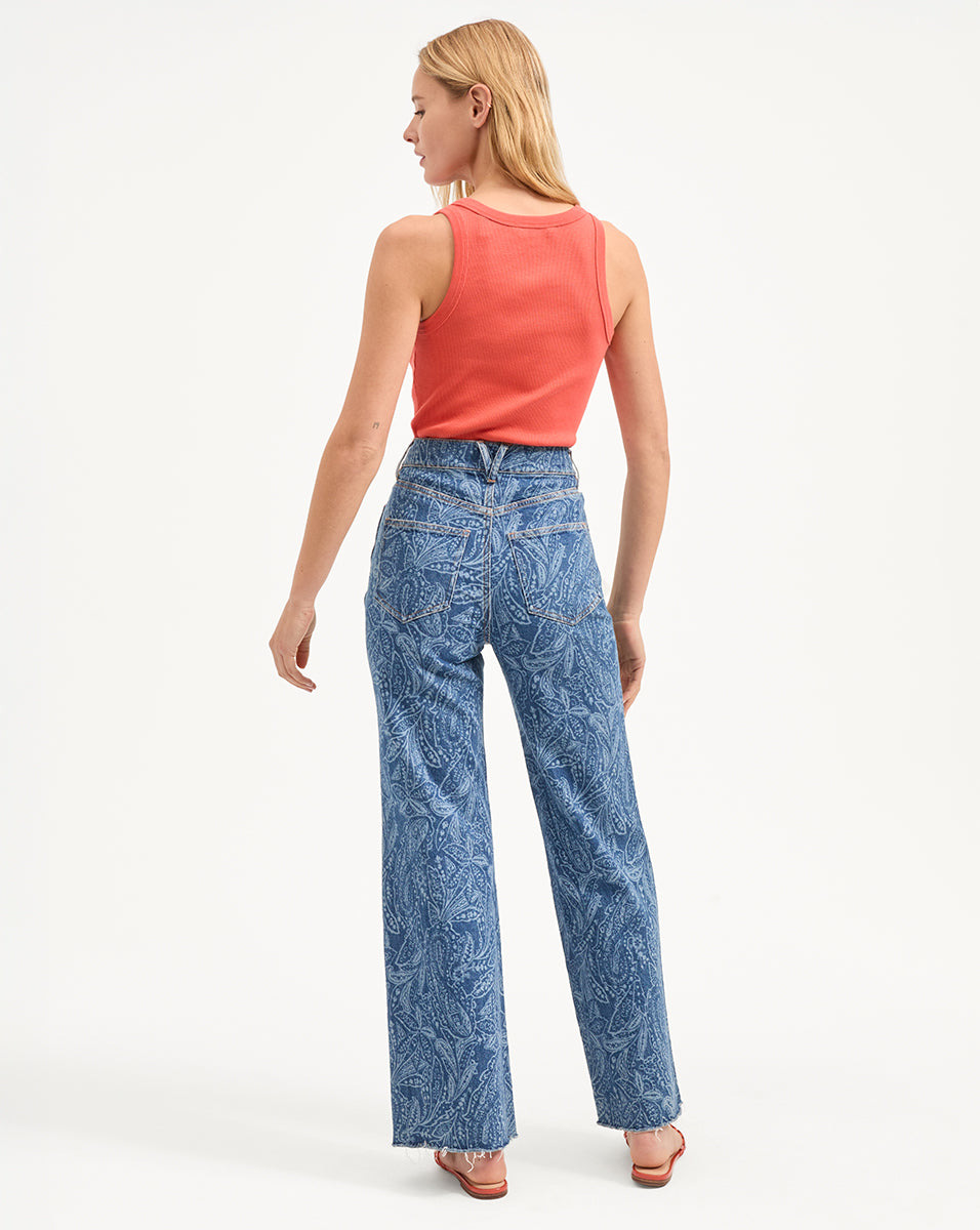 TAYLOR PAISLEY PRINTED WIDE-LEG JEAN - 6