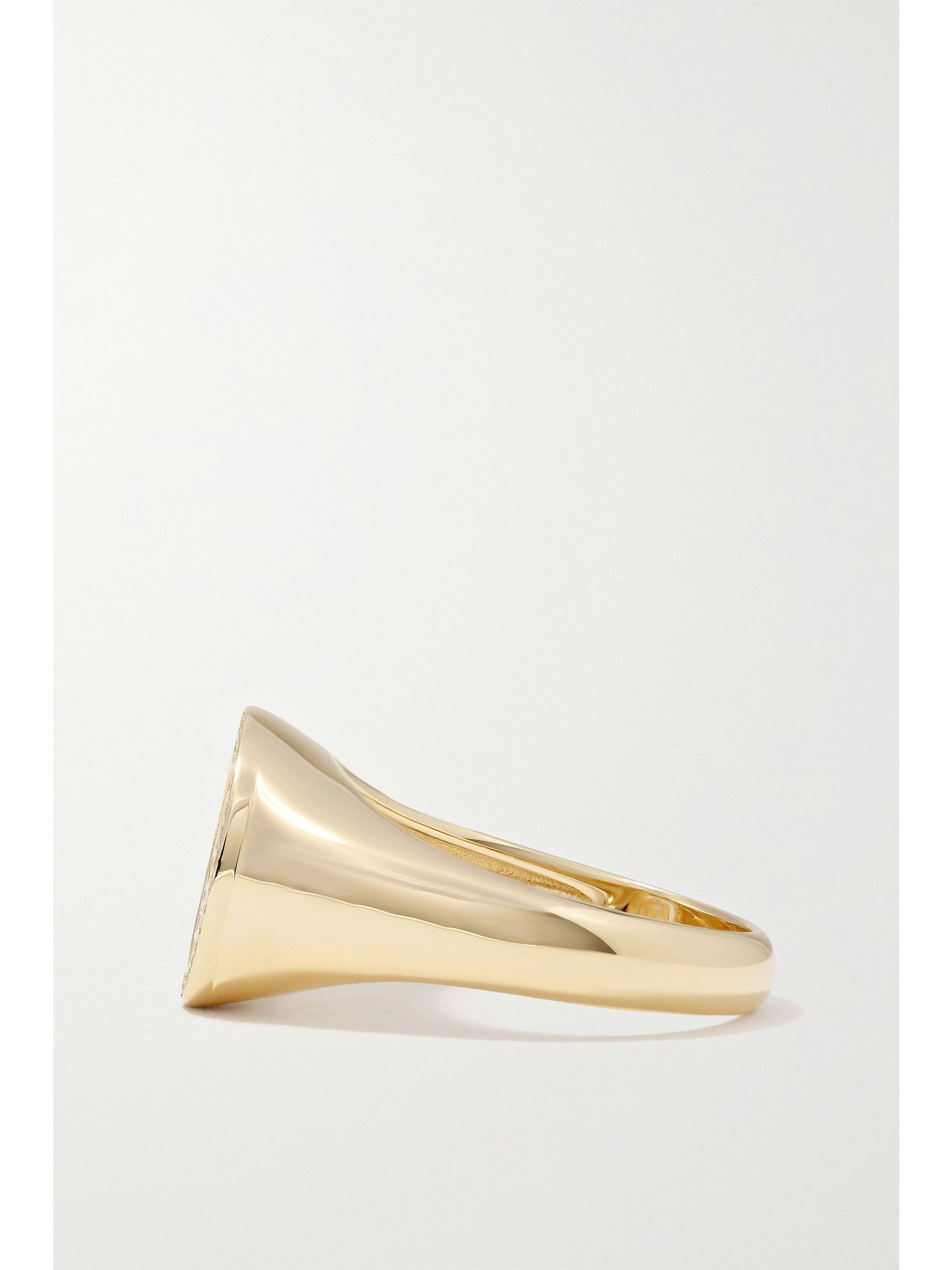 Spiral 14-karat gold diamond signet ring Gold - 5