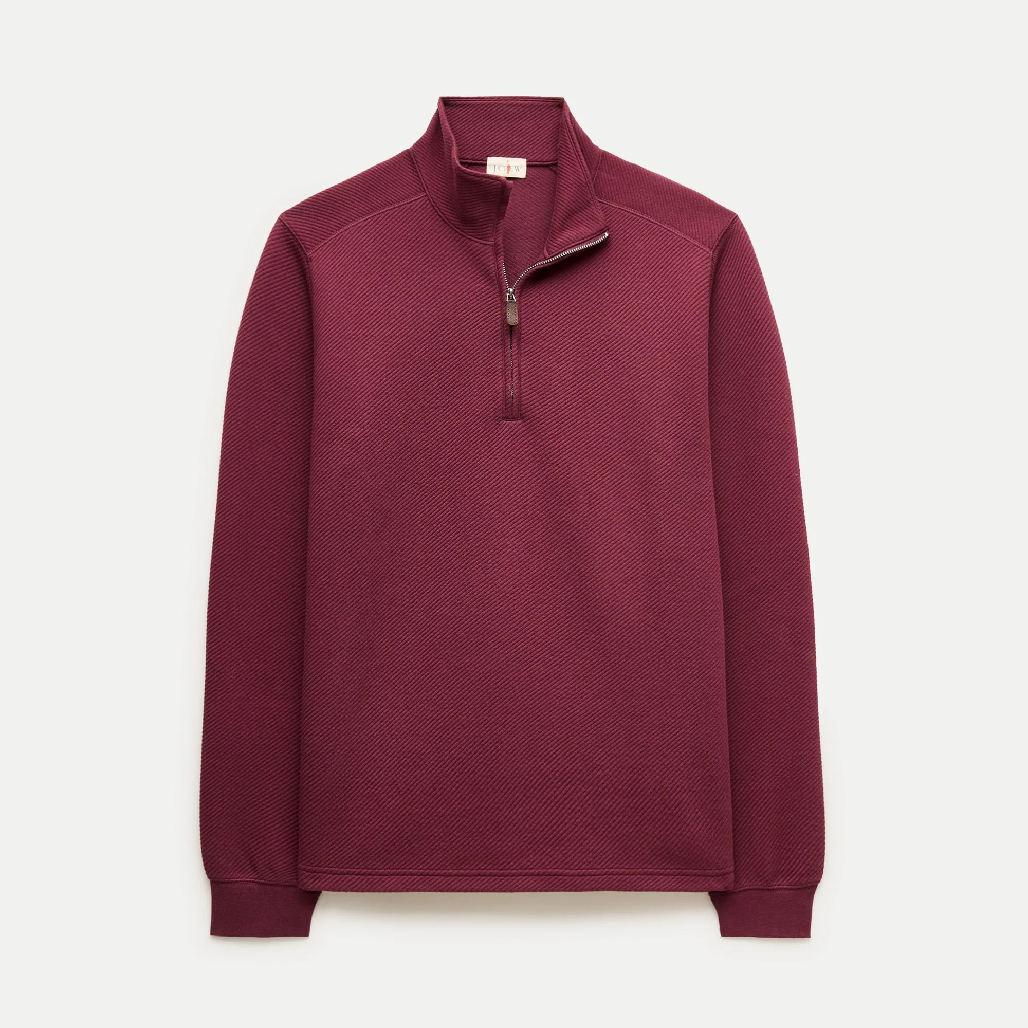 Quarter-zip pullover in cotton jacquard - 1