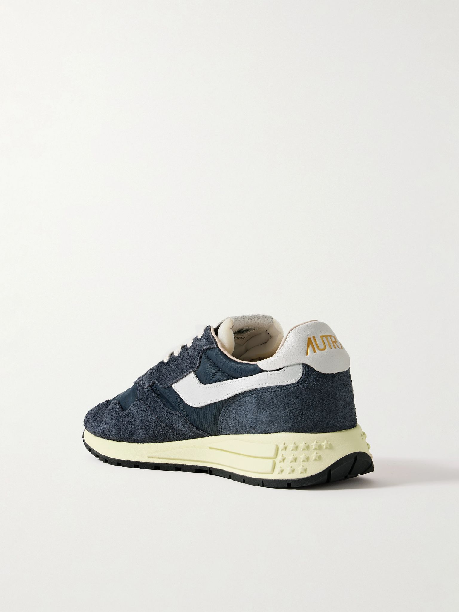 Reelwind Low Cracked-Leather Trimmed Suede and Shell Sneakers Blue - 4