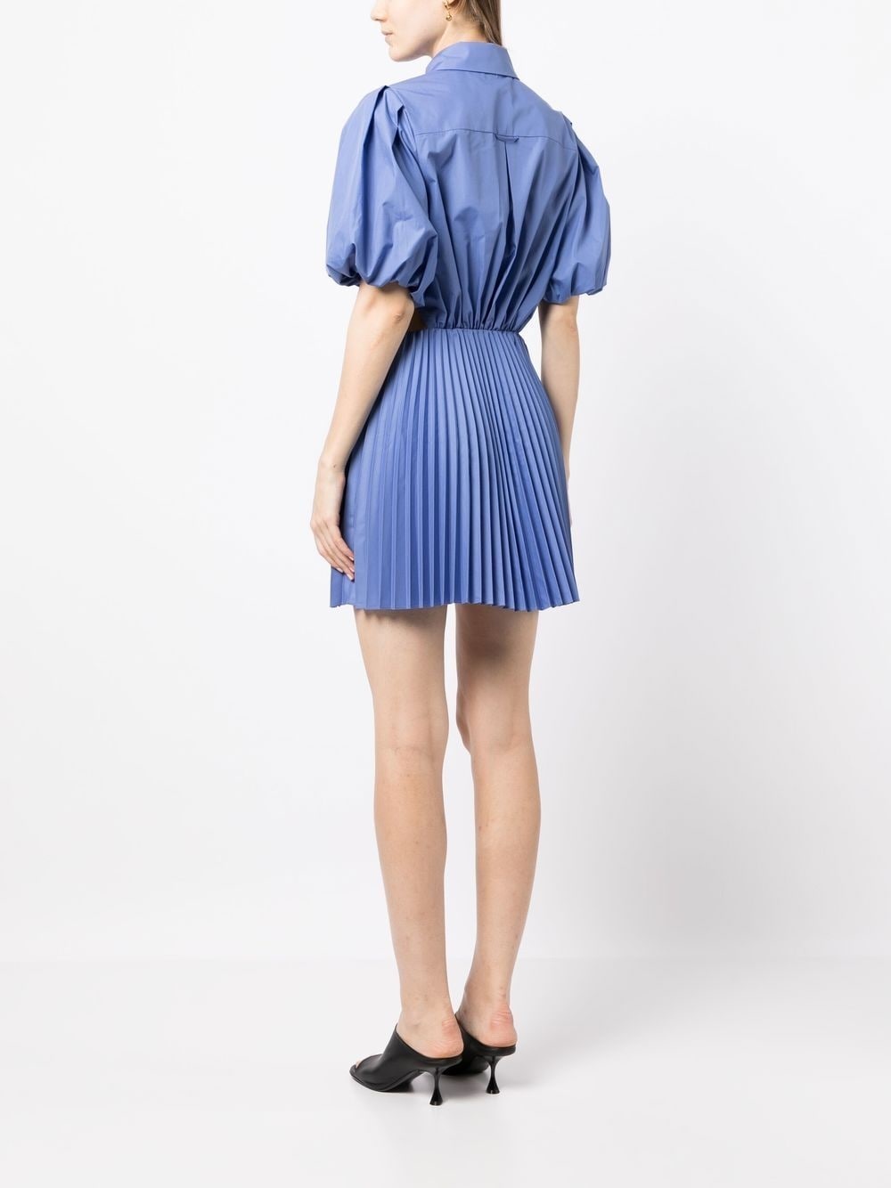 puff-sleeve cut-out shirt dress - 4