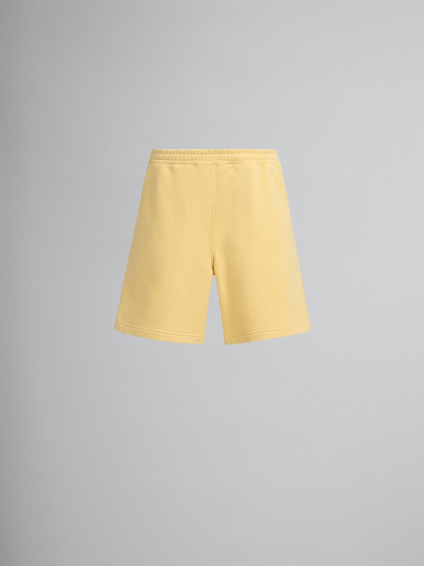 YELLOW ORGANIC JERSEY SWEAT SHORTS WITH MARNI MENDING - 2