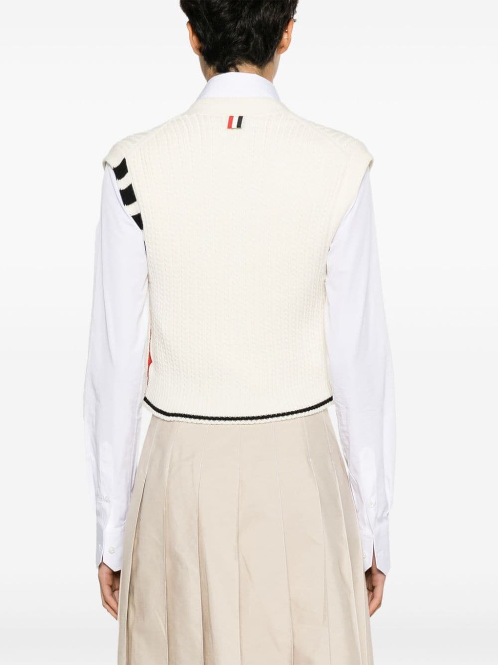 cropped cable-knit vest - 4