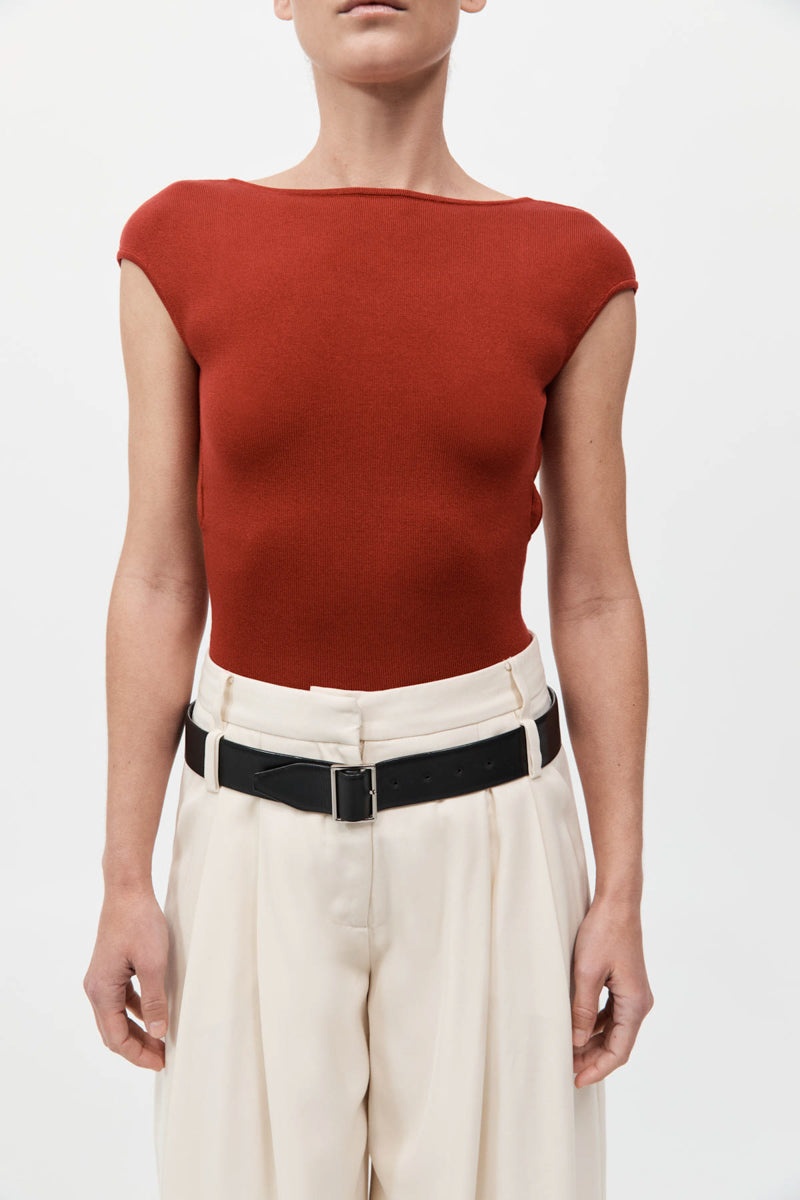 Sculpted Ballet Knit Top - Rosso - 3