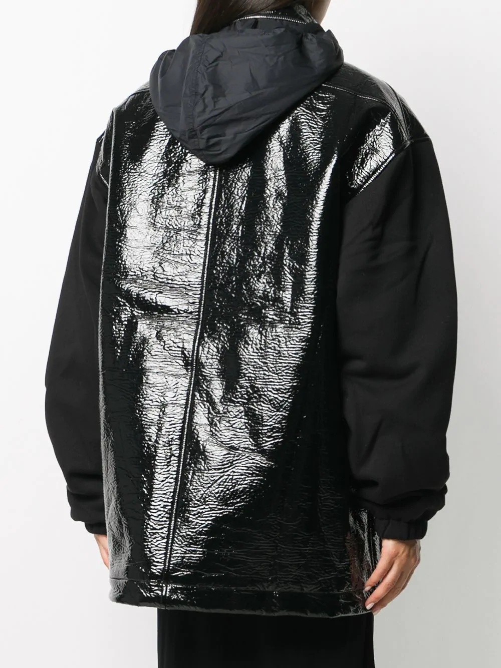 high-shine hooded zip-up jacket - 4