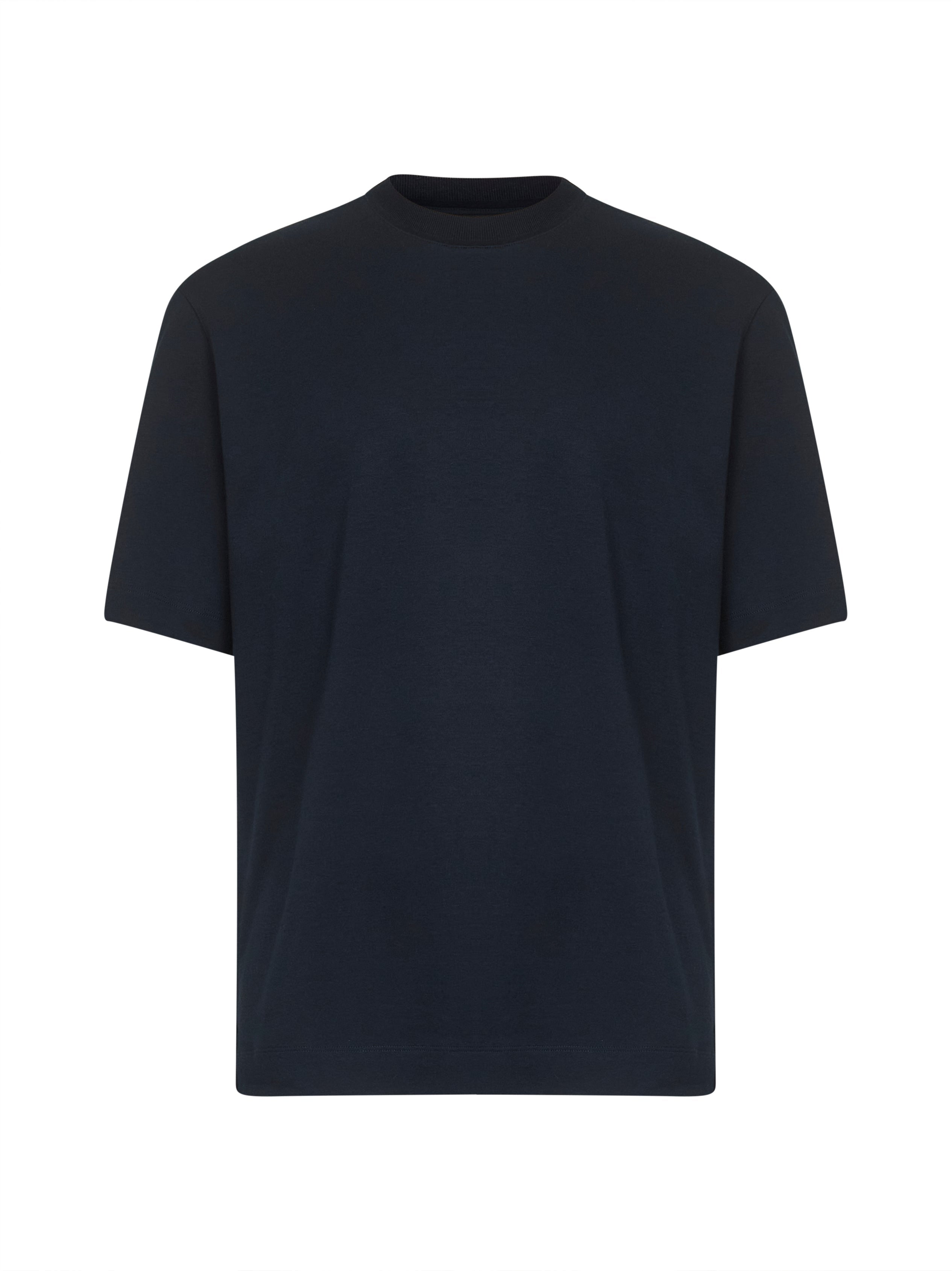 Zegna Men Blue Cotton And Silk Crewneck T-Shirt - 1