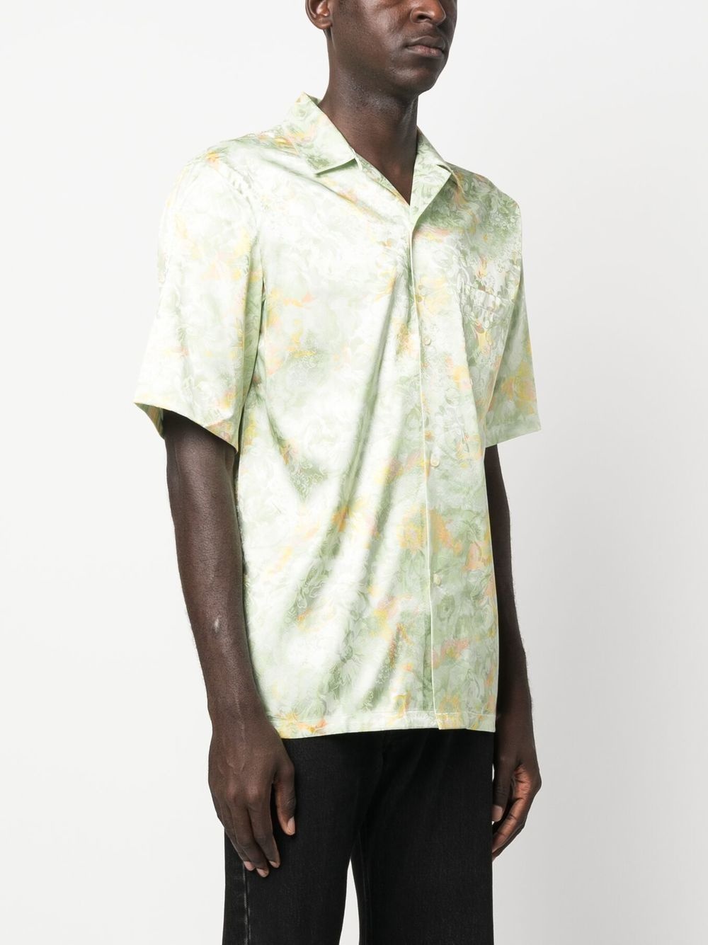 floral jacquard short-sleeve shirt - 3