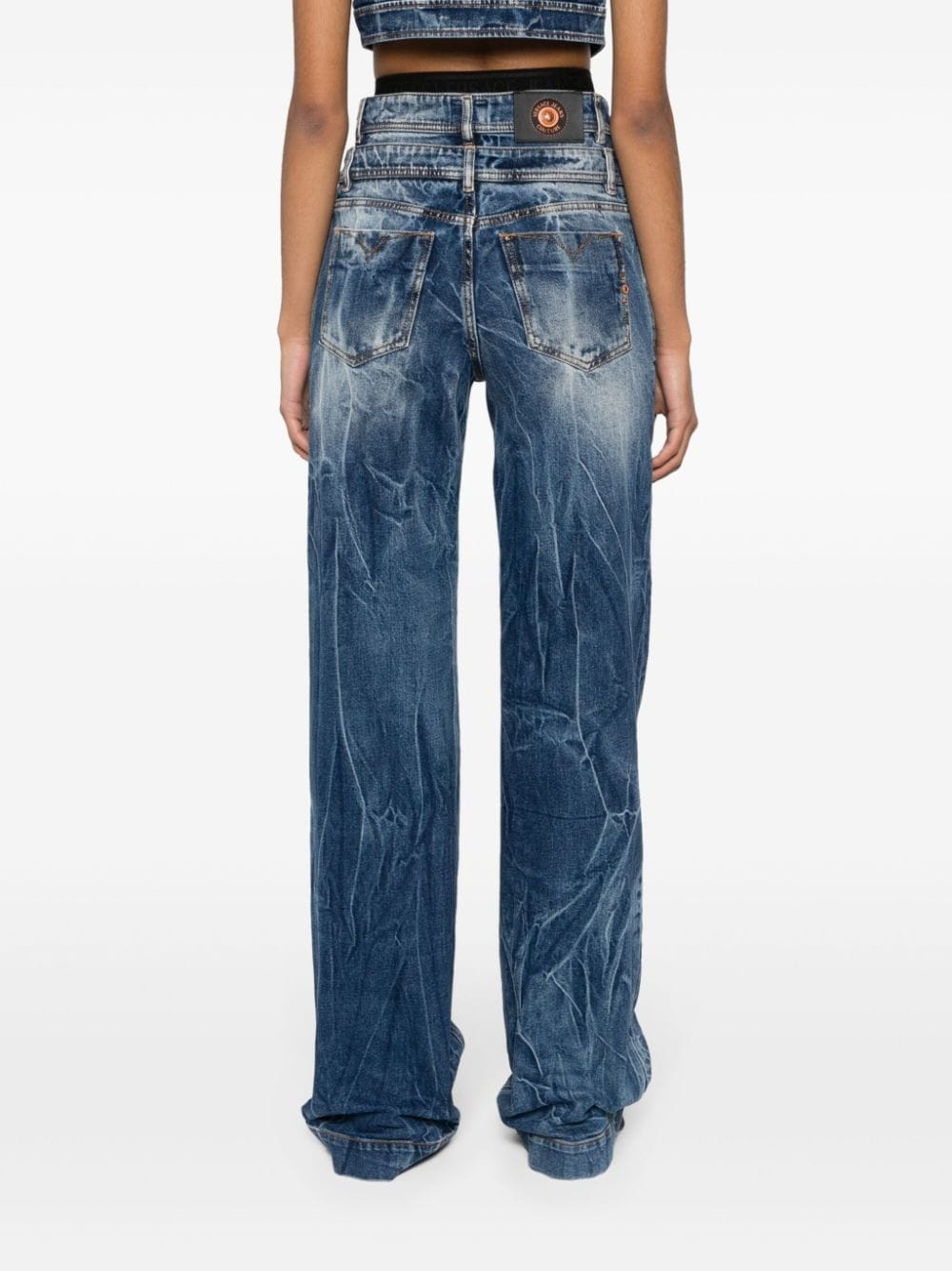 double-waist wide-leg jeans - 4