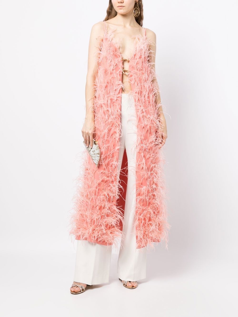 feather open-front tunic - 2
