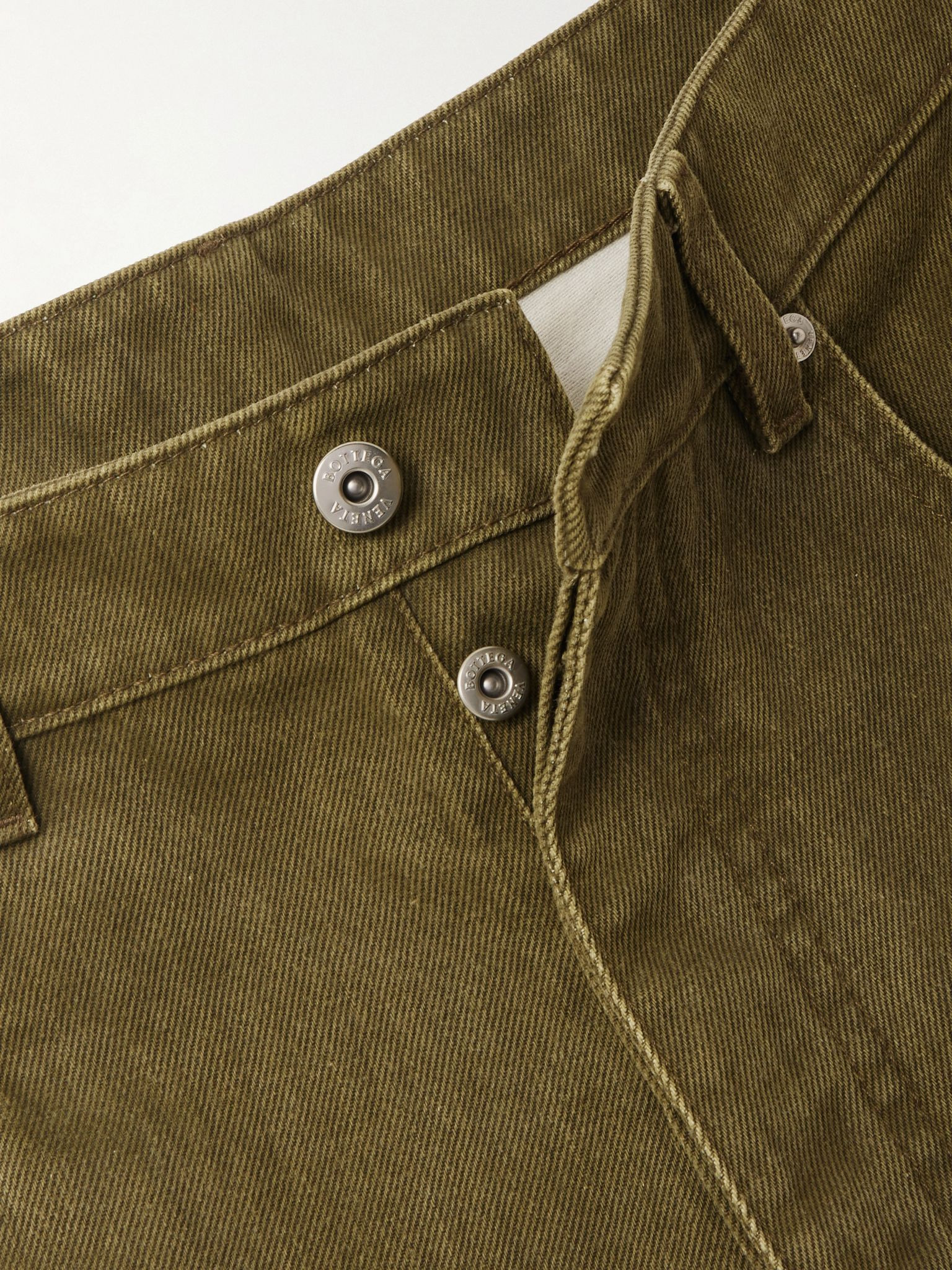 Appliquéd high-rise wide-leg jeans Army green - 5