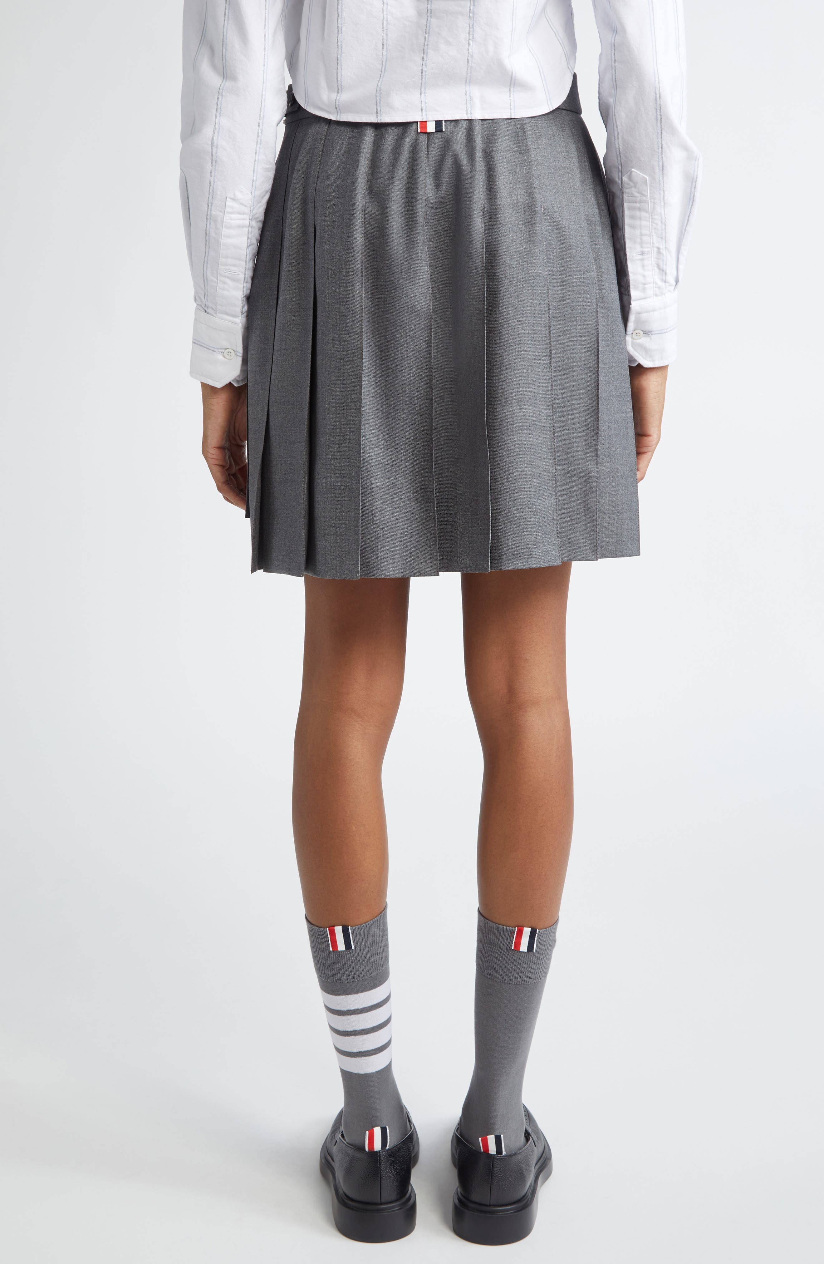 Thom Browne Drop Back Pleated Wool Miniskirt in Medium Grey at Nordstrom - 3