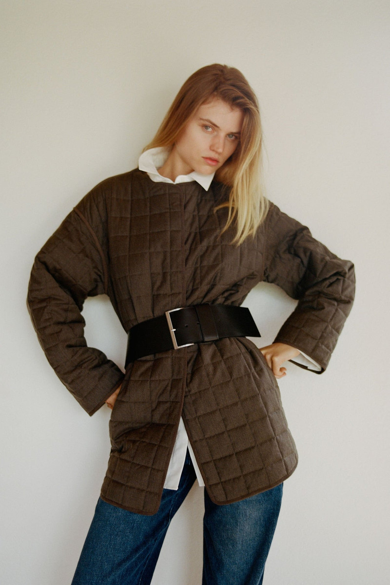Wool Stitched Pillow Jacket - Mulch 10