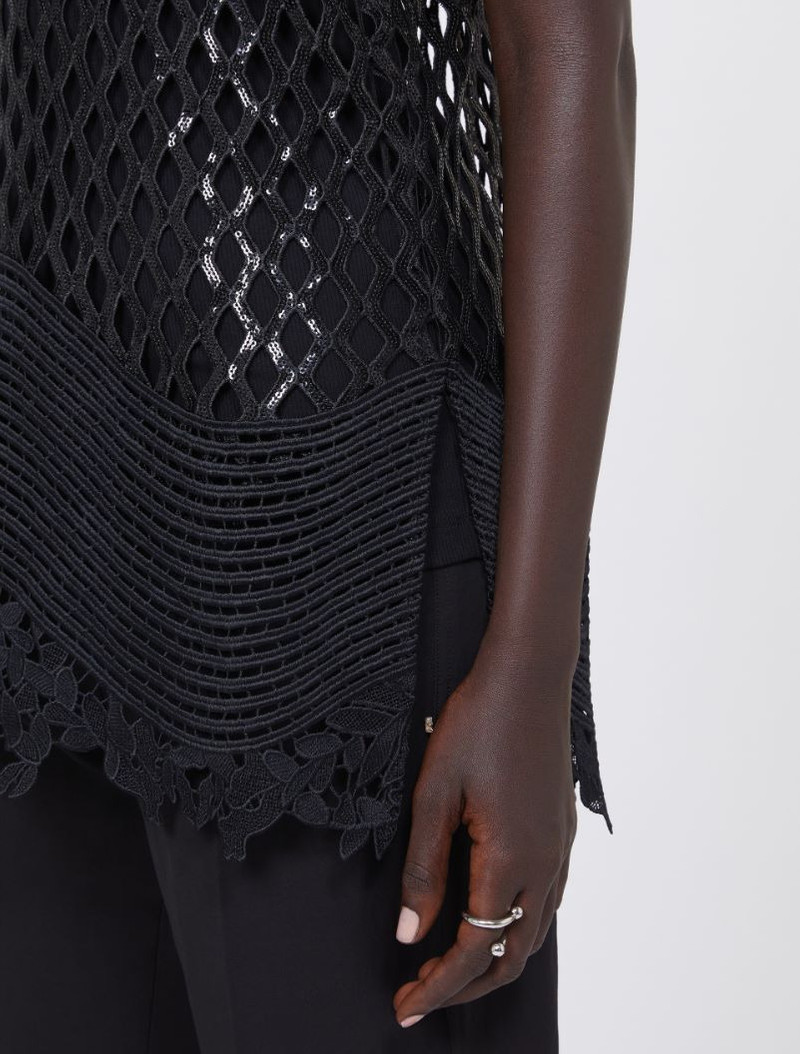Sequinned mesh top - black 6