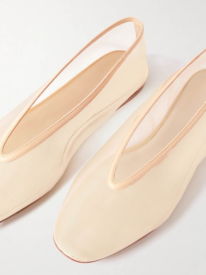 Luna Leather-trimmed Mesh Ballet Flats 4