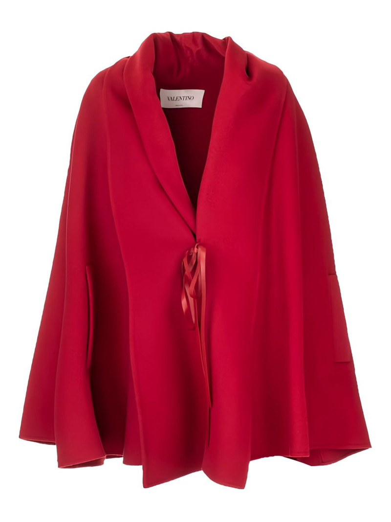 ribbon-detail cape coat 1
