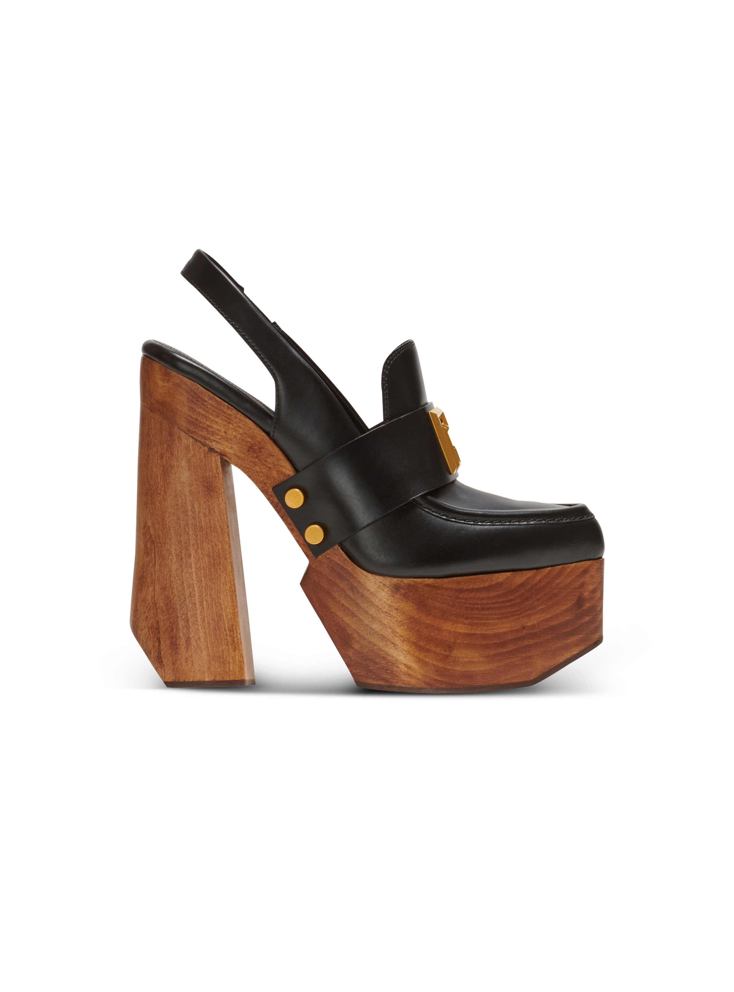 Bonnie leather and wood platform loafers - 1