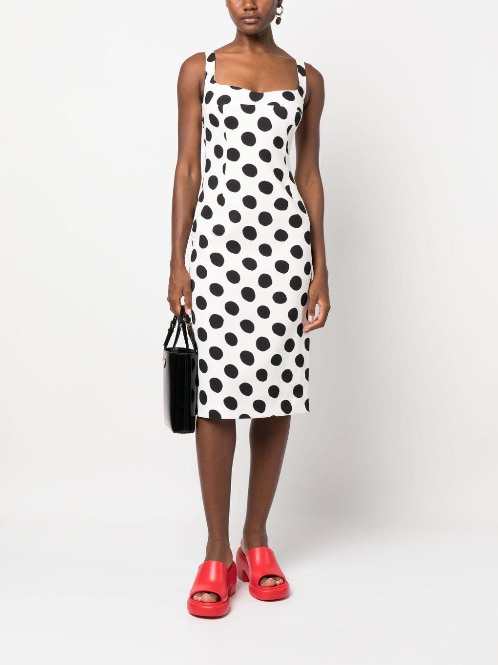 polka dot-print sleeveless midi dress - 2