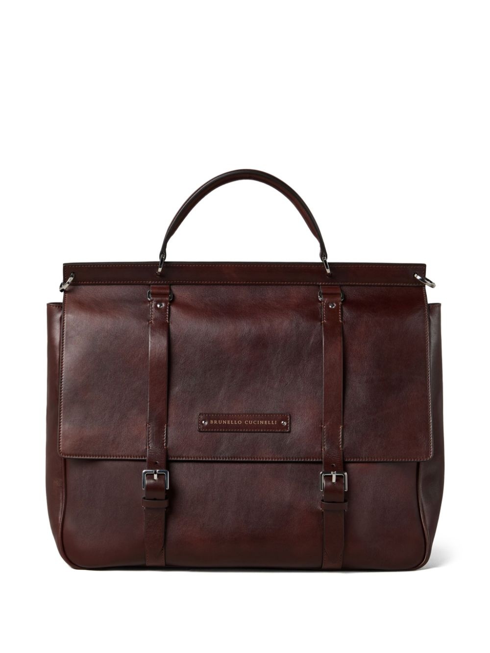 buckle-fastened leather tote bag - 5