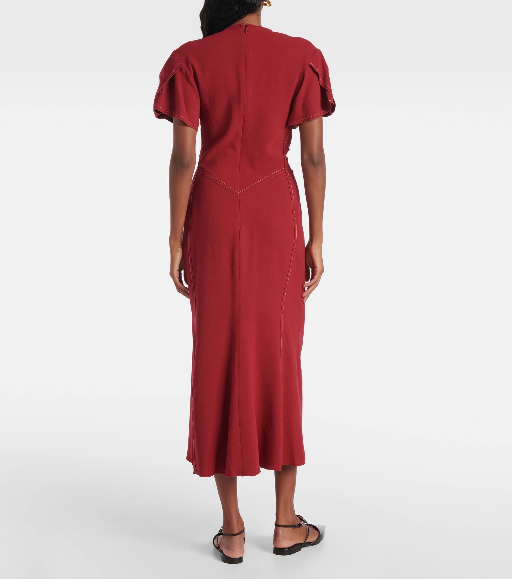 Gathered wool-blend midi dress - 3