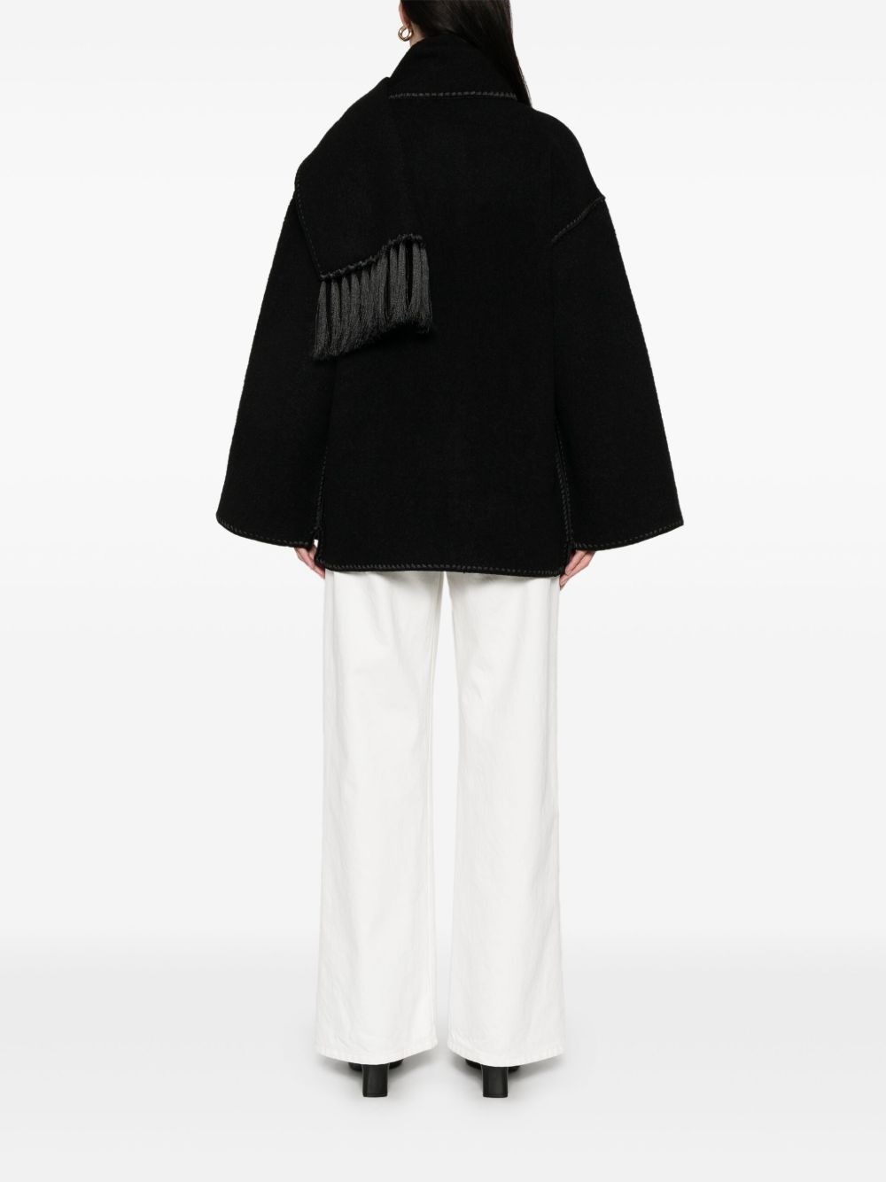 Embroidered scarf wool jacket - 5